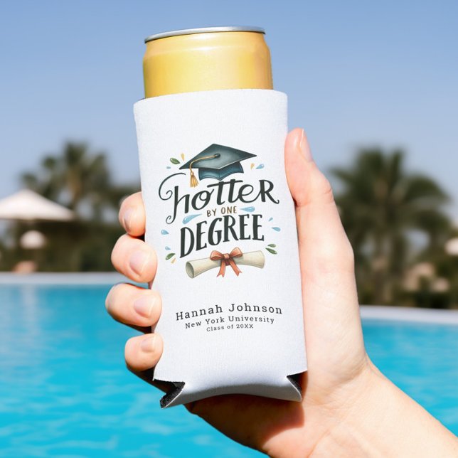 Funny Hotter by One Degree Personalisierter Abschl Selters Dosenkühler (Funny Hotter by One Degree Graduation Seltzer Can Cooler, Trendy, Class of 2025, College Grad)