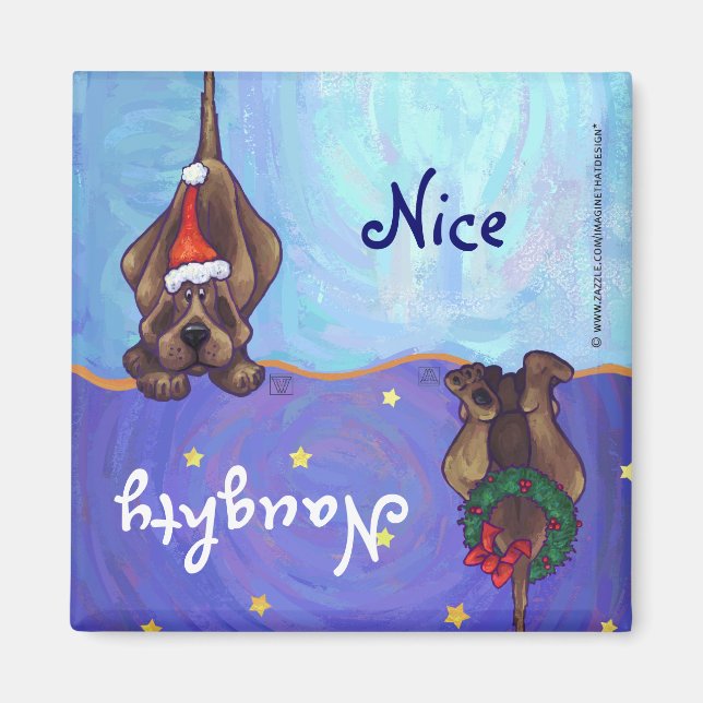 Funny Hound Dog Naughty Nice Holiday Magnet (Vorne)