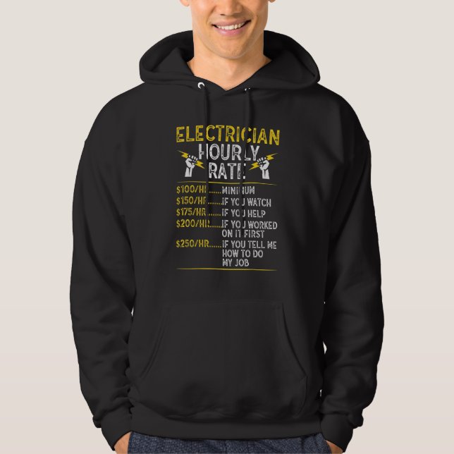 Funny Hourly Rate Electrical Electric Electrician  Hoodie (Vorderseite)