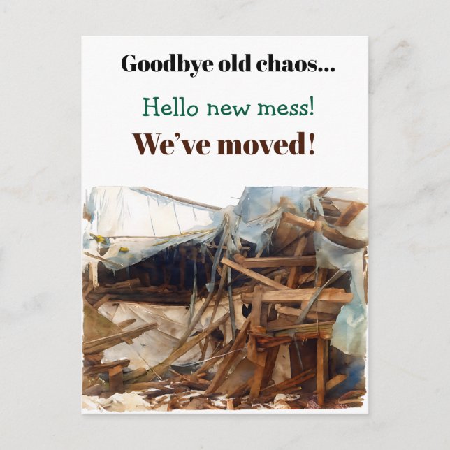 Funny Housewarming Party Einladung Moving Postkarte (Vorderseite)