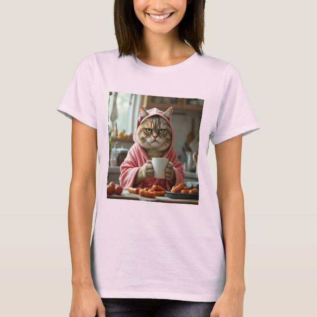 Funny Housewife Cat Meme Gen Z Brainrot T-Shirt (Vorderseite)