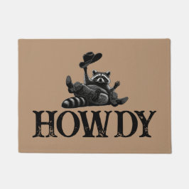 Funny Howdy Raccoon with Cowboy Hat and Boots Fußmatte