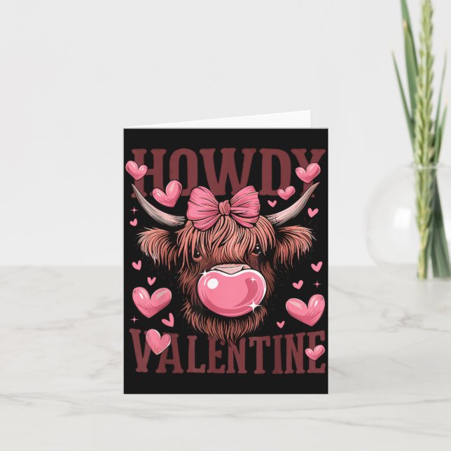 Funny Howdy Valentine Highland Cow Valentine’s Day Karte (Vorderseite)