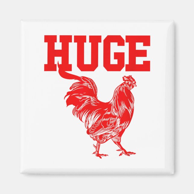 Funny Huge Mens Rooster Graphic  Magnet (Vorne)
