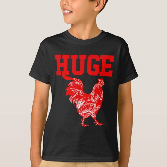 Funny Huge Mens Rooster Graphic  T-Shirt (Vorderseite)