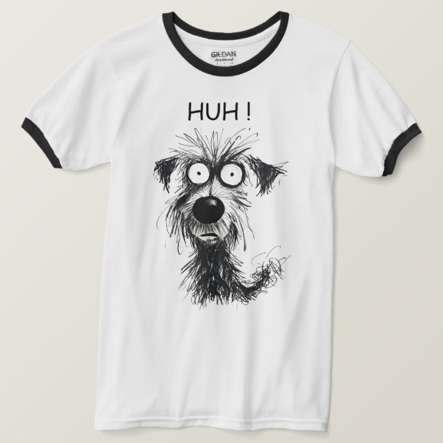 Funny HUH! Hunde Sketch Herren-Ringer-T - Shirt (Design vorne)