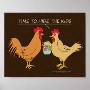 Funny Hühnchen Ostereier Cartoon Brown Poster
