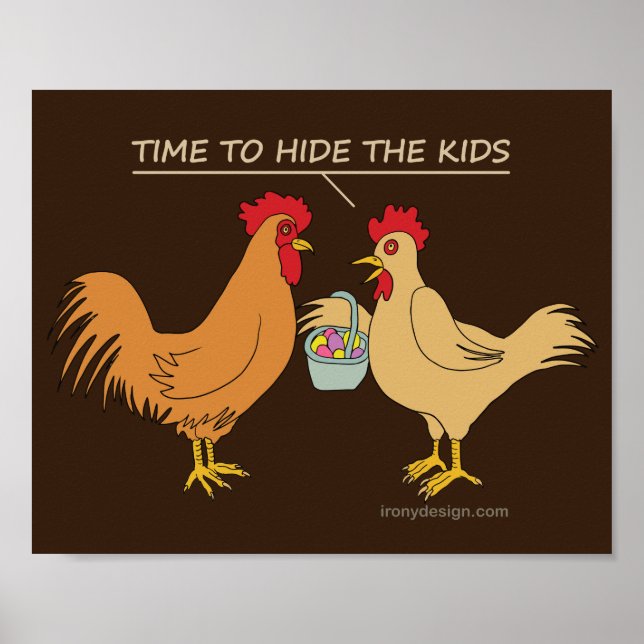 Funny Hühnchen Ostereier Cartoon Brown Poster (Vorne)