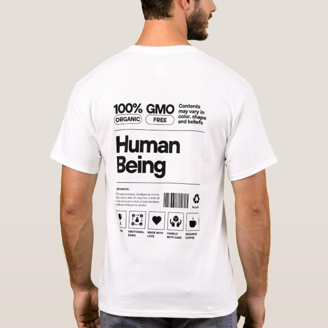 Funny Human Being Label T-Shirt (Rückseite)