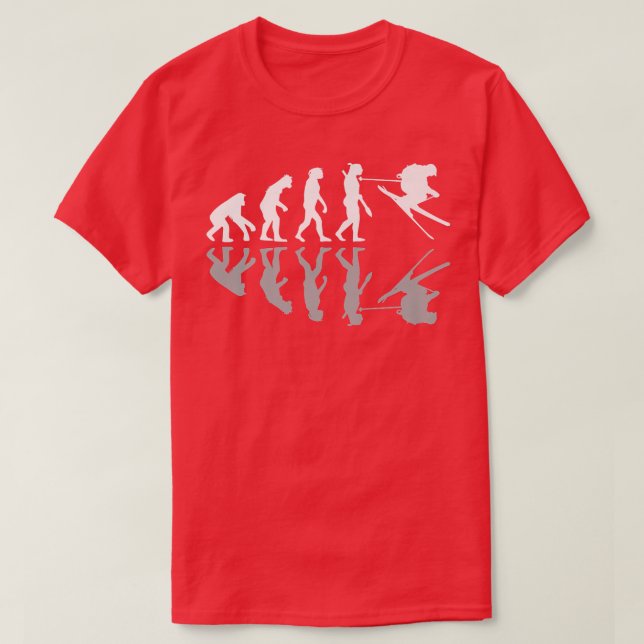 Funny Human Evolution Skiing Humor Ski Snowboard W T-Shirt (Design vorne)