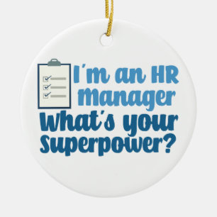 Funny Human Resources Superhero Keramik Ornament