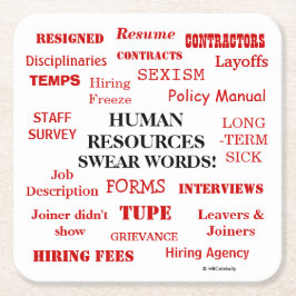 Funny Human Resources Swear Words Geschenk Rechteckiger Pappuntersetzer