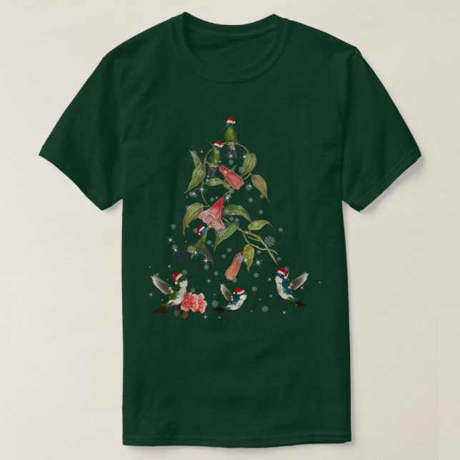 Funny Hummingbird Christmas Tree Porch und Watch T-Shirt (Design vorne)