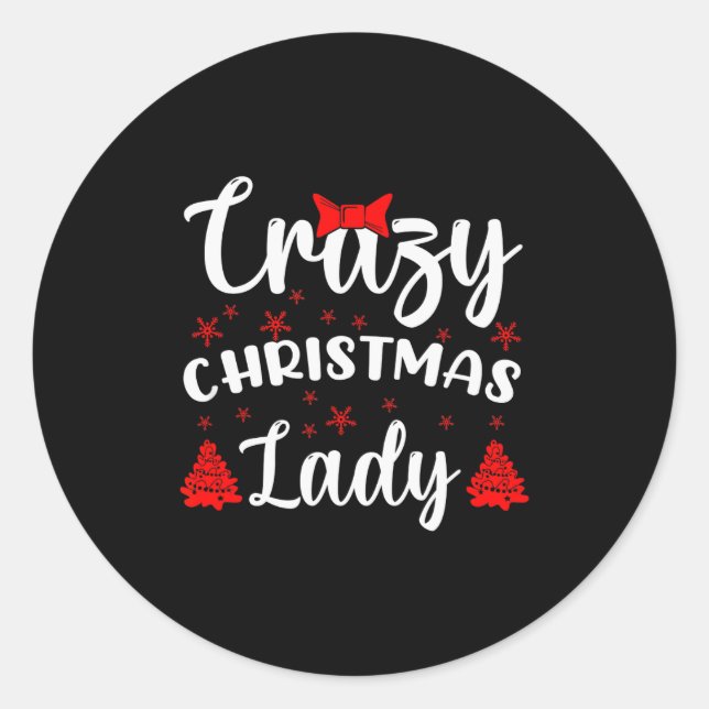 Funny Humor I Crazy Christmas Lady  Runder Aufkleber (Vorderseite)