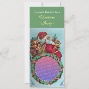 FUNNY,HUMOROUS SANTA VINTAGE Fotovorlage Gold Einladung