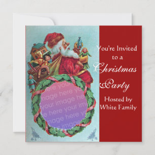 FUNNY,HUMOROUS SANTA VINTAGE Fotovorlage rot Einladung