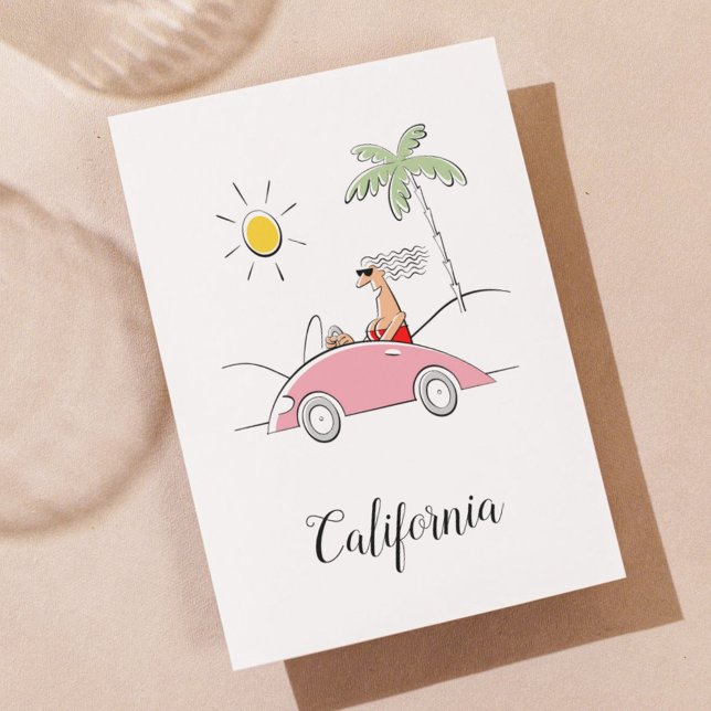 Funny Humour California Lady and Extravagant Car Postkarte (Von Creator hochgeladen)