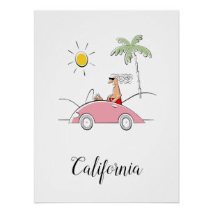 Funny Humour California Lady Extravagant Car Poster