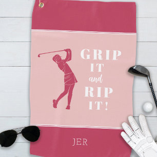 Funny Humour Golf Grip Rip Womens Magenta Red Golfhandtuch
