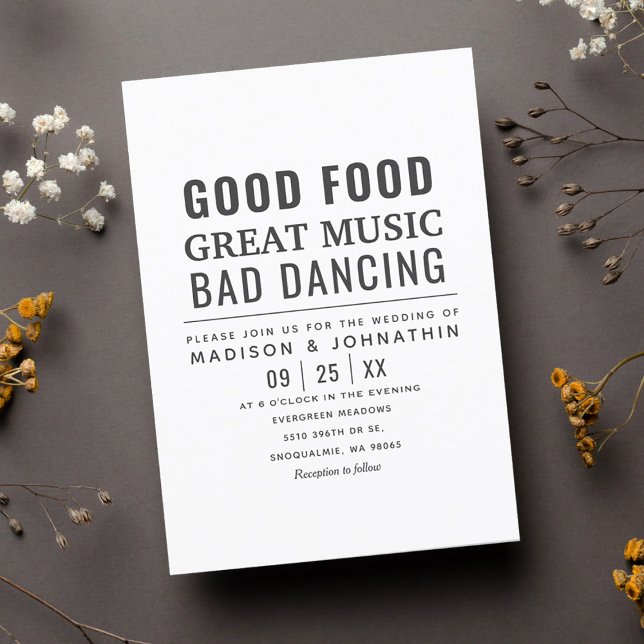 Funny Humour Moderne Schwarz & Weiß Hochzeit Einladung (Von Creator hochgeladen)