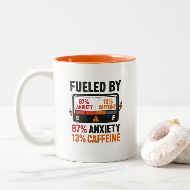 Funny Humourous Caffeine Addict Zweifarbige Tasse (Mit Donut)
