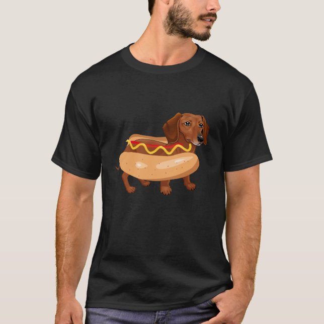 Funny Hund Dackel Hot Dog Fast Food T-Shirt (Vorderseite)