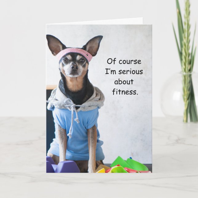 Funny Hund Fitness Pizza Card Karte (Vorderseite)
