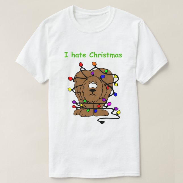 Funny Hund geknackte Lichter Ich hasste Weihnachte T-Shirt (Design vorne)