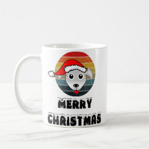 Funny Hund Gesicht grauen Cartoon mit Santa Claus Kaffeetasse