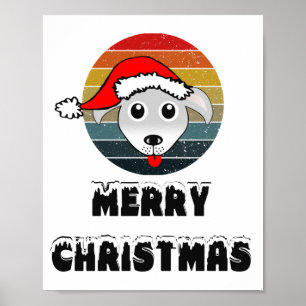 Funny Hund Gesicht grauen Cartoon mit Santa Claus  Poster