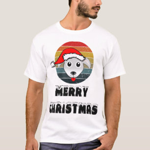 Funny Hund Gesicht grauen Cartoon mit Santa Claus  T-Shirt