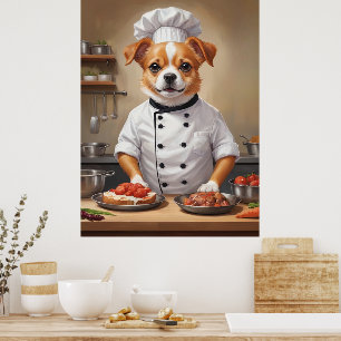 Funny Hund Koch Kochen Essen Niedliche Haustiere Poster