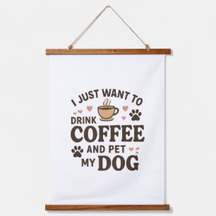 Funny Hund Lover Tasse Hund Mama Hund Vater Wandteppich Mit Holzrahmen