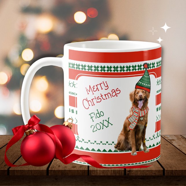 Funny Hund mit Elf Hat und Scarf Red Green Custom Kaffeetasse (Von Creator hochgeladen)