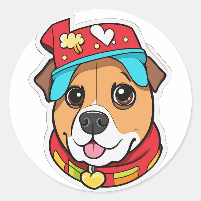 Funny Hund Runder Aufkleber (Vorderseite)