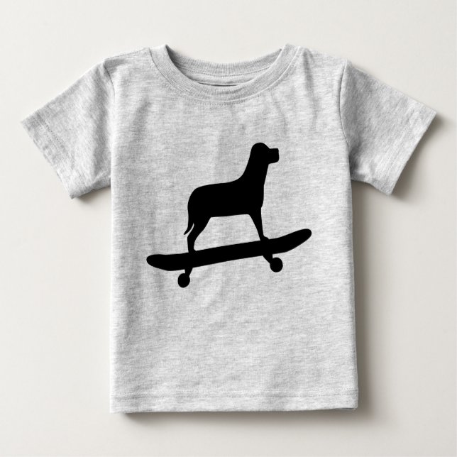 Funny Hund Skateboard Shirt für Babys (Vorderseite)