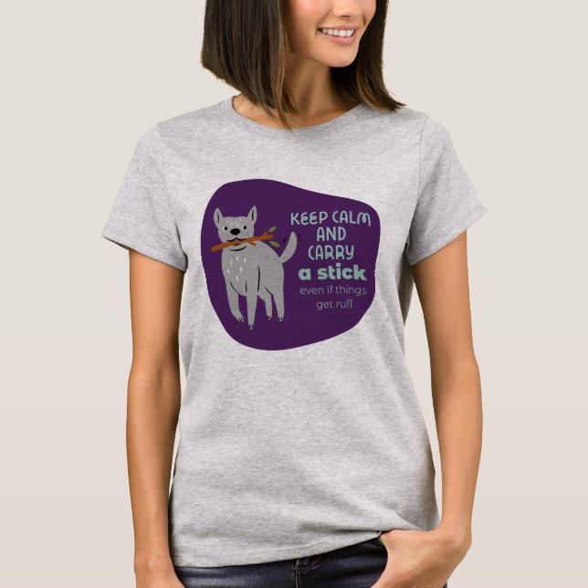 Funny Hund Spaß behielt ruhig und trage einen Stoc T-Shirt (Vorderseite)