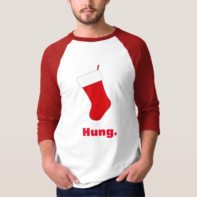 Funny Hung Strumpf Christmas T-Shirt (Vorderseite)