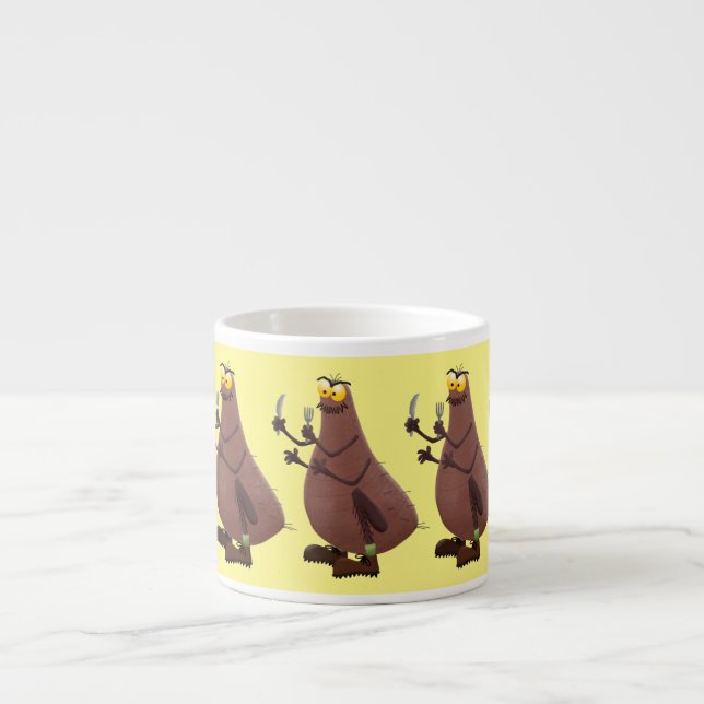Funny hungrig hässlich flehe Cartoon Espressotasse (Vorderseite)