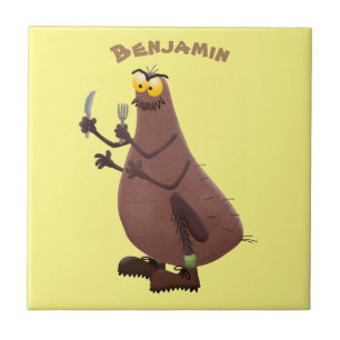 Funny hungrig hässlich flehe Cartoon Fliese