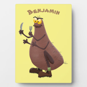 Funny hungrig hässlich flehe Cartoon Fotoplatte