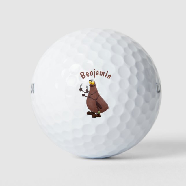 Funny hungrig hässlich flehe Cartoon Golfball (Vorderseite)