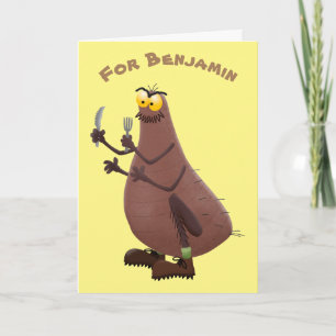 Funny hungrig hässlich flehe Cartoon Karte