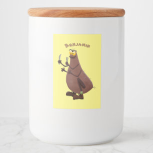 Funny hungrig hässlich flehe Cartoon Lebensmitteletikett