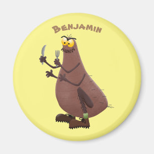 Funny hungrig hässlich flehe Cartoon Magnet