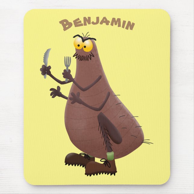 Funny hungrig hässlich flehe Cartoon Mousepad (Vorne)