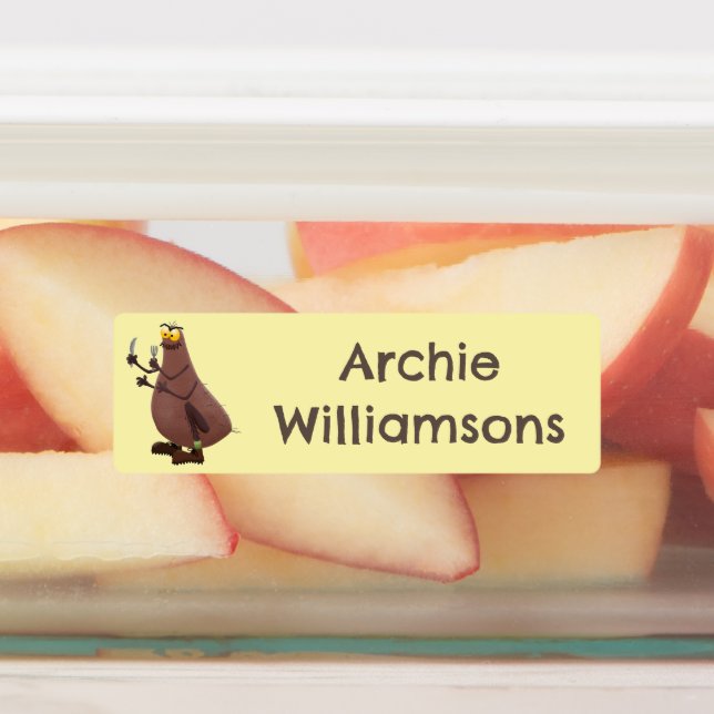 Funny hungrig hässlich flehe Cartoon personalisier Etiketten (Befestigt)