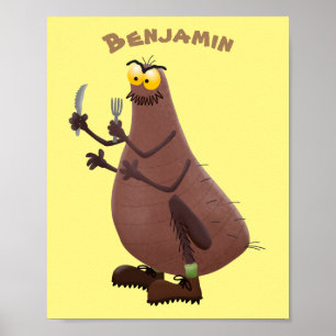 Funny hungrig hässlich flehe Cartoon Poster