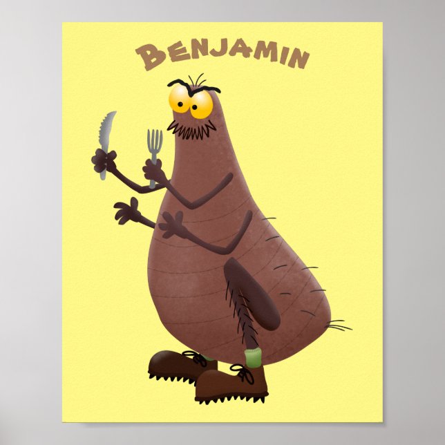 Funny hungrig hässlich flehe Cartoon Poster (Vorne)