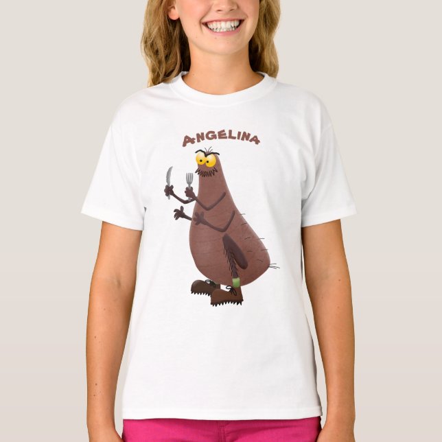 Funny hungrig hässlich flehe Cartoon T-Shirt (Vorderseite)